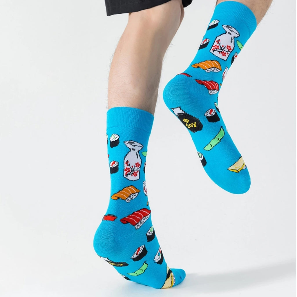Polyester Elastane Sushi Print Crew Socks