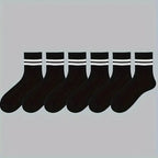 Polyester Blend Striped Mid Tube Mens Casual Crew Socks