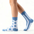 Cotton Blend Mid Calf Geometric Striped Socks