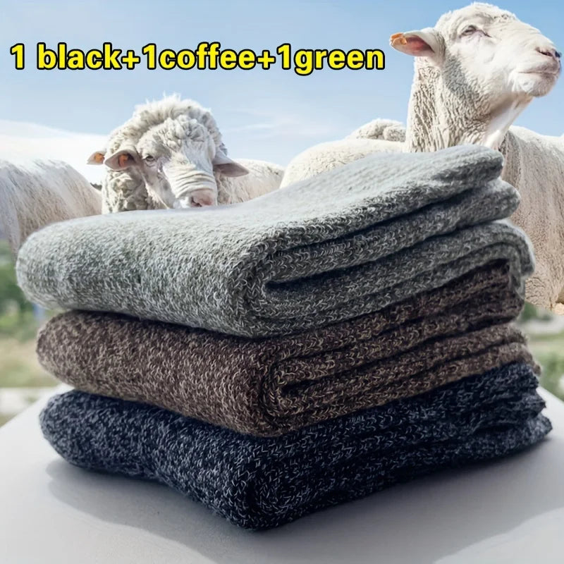 Polyester Elastane Knit Mid Calf Thermal Socks for Men