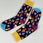 Cotton Blend Colorful Mushroom Print Mid Calf Socks