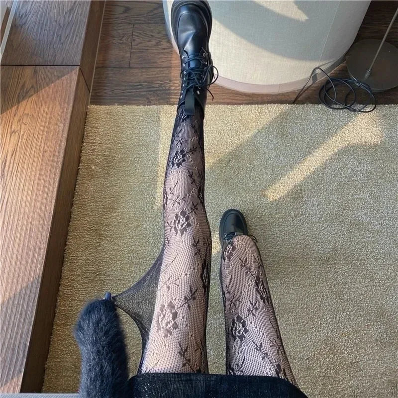 Floral Lace Nylon Pantyhose Tights