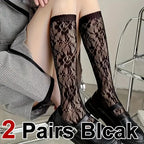 Polyester Blend Floral Lace High Tube Casual Socks
