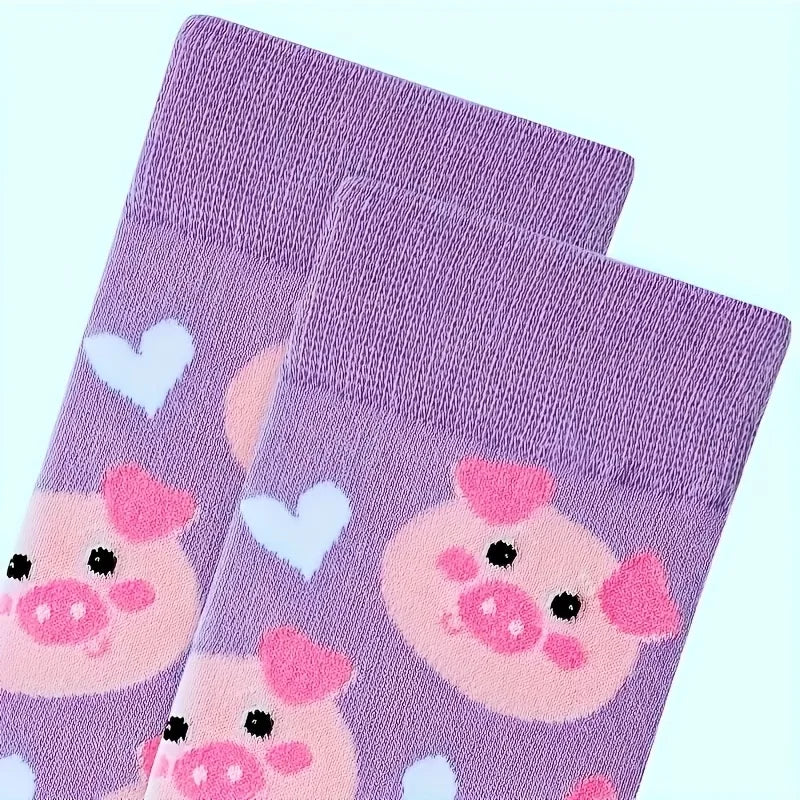 Polyester Elastane Cartoon Pig Crew Socks - 3