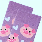 Polyester Elastane Cartoon Pig Crew Socks