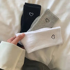 Polyester Spandex Heart Pattern Mid Tube Casual Socks