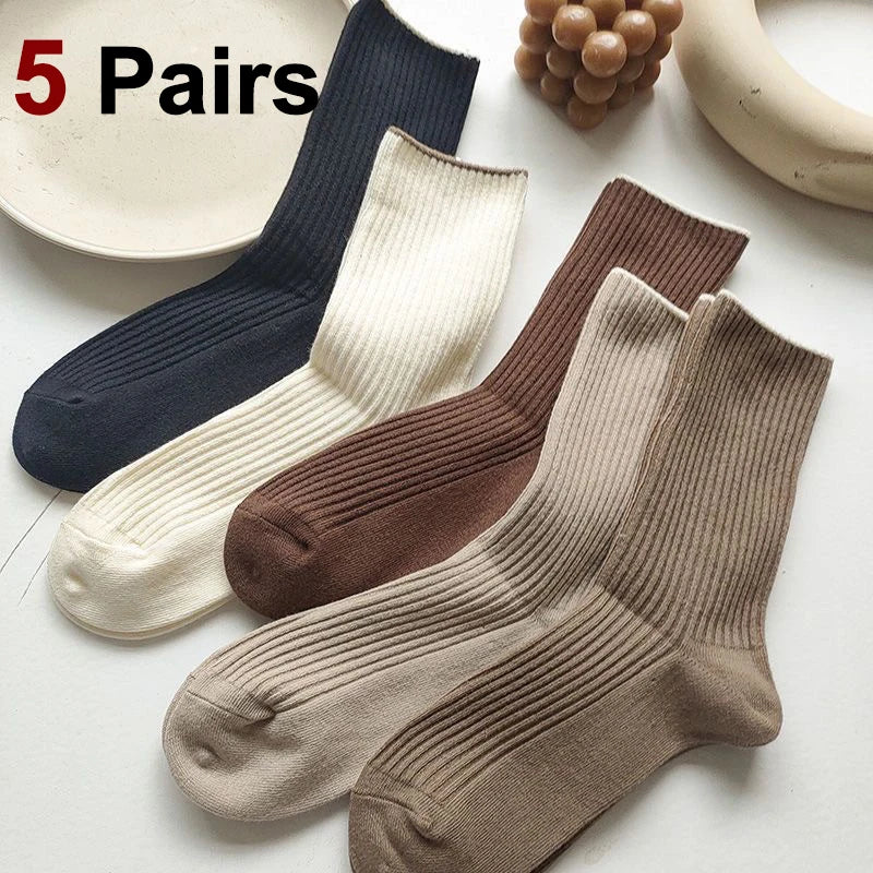 Cotton Blend Mid Length Casual Striped Socks - 10