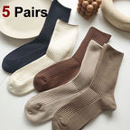Cotton Blend Mid Length Casual Striped Socks