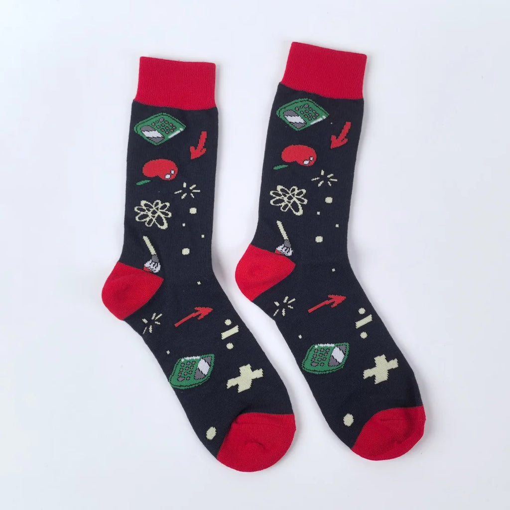 Polyester Elastane Printed Crew Socks for Men