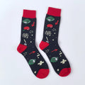 Polyester Elastane Printed Crew Socks for Men