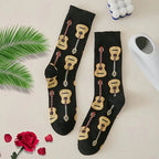 Polyester Guitar Pattern Mid Tube Casual Socks