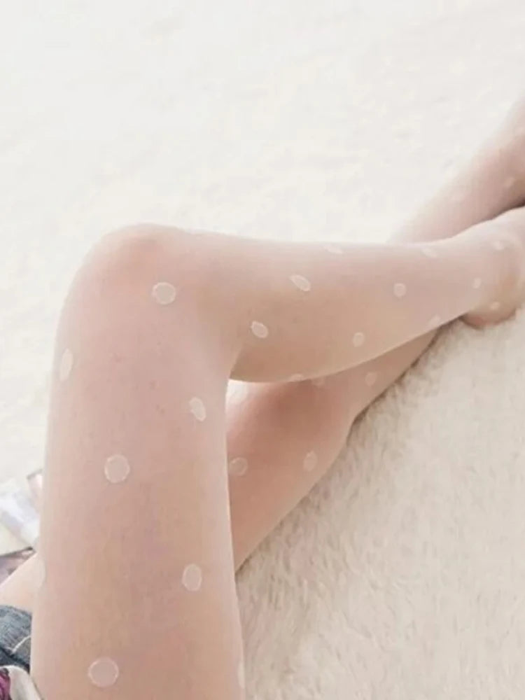 Polka Dot Nylon Tights Womens Sheer Patterned Pantyhose - 7