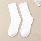 5 Pairs Polyester Spandex Solid Color Casual Crew Socks
