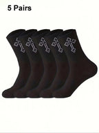 Polyester Elastane Casual Crew Socks 5 Pairs