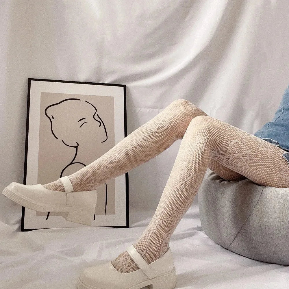 Nylon Polyester Skull Pattern Fishnet Pantyhose - 22