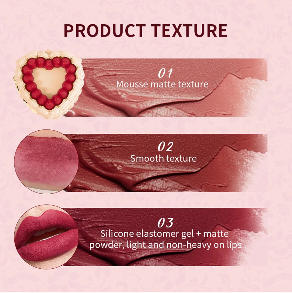 Strawberry Matte Lip Clay Velvet Cream Lipstick - 12