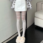 Nylon Polyester Bowknot Striped Tights