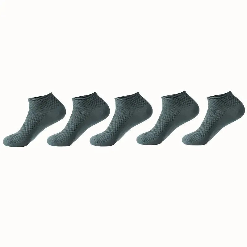 Bamboo Fiber Low Cut Ankle Socks Five Pair Set
