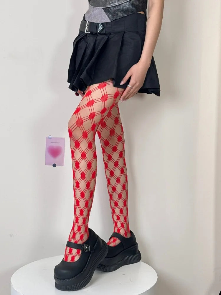 Nylon Elastane Geometric Pattern Fishnet Tights - 4