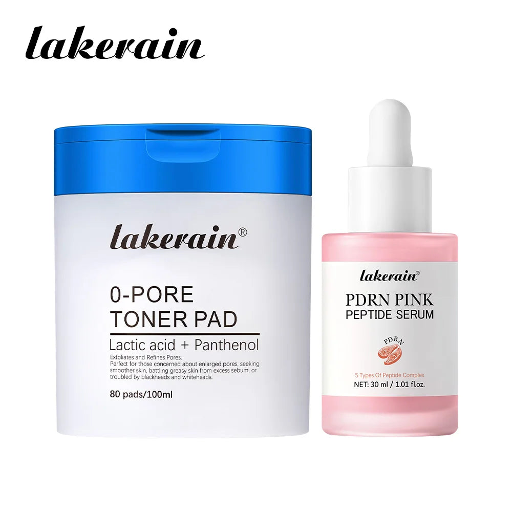 Pore Refining Toner Pads and Peptide Facial Serum Skin Care Set