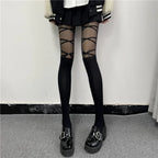 Nylon Polyester Bowknot Striped Tights