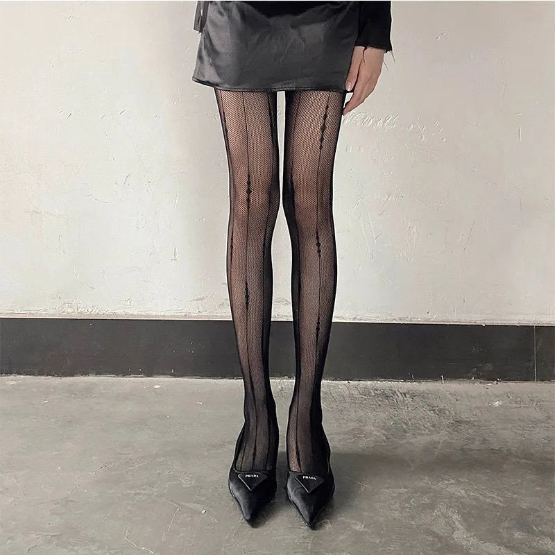 Nylon Fishnet Patterned Tights for Women - 7