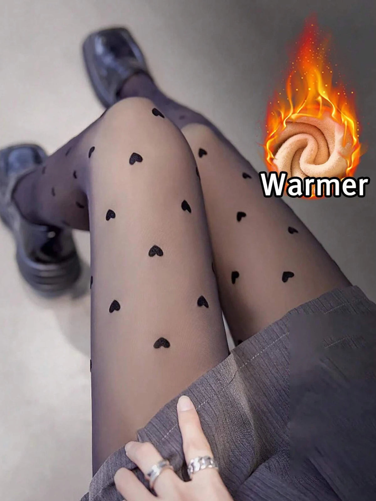 Thermal Fleece Lined Translucent Tights for Women