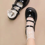 3 Pairs Floral Lace Women Casual Crew Socks