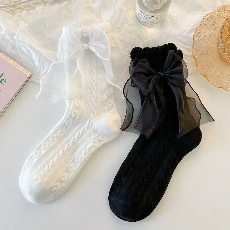 Polyester Lace Ruffle Lolita Socks Mid Tube Casual Wear