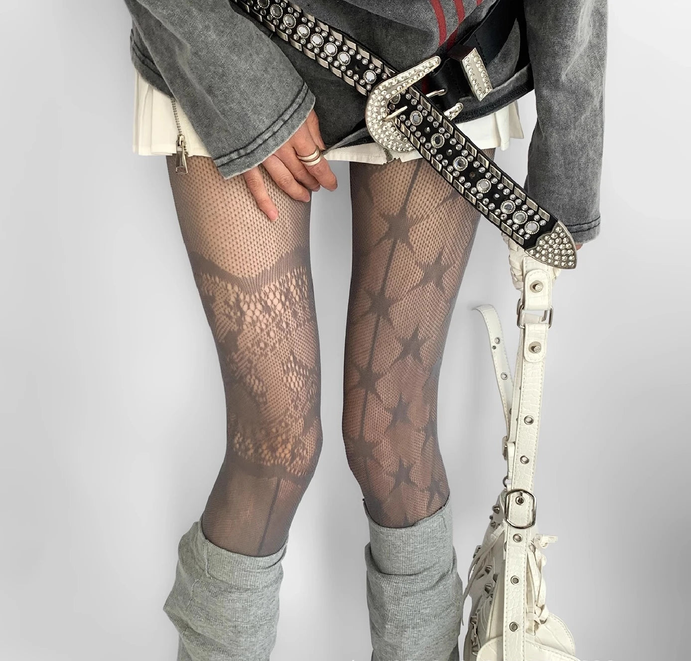 Nylon Lace Star Pattern Pantyhose Mesh Tights - 19