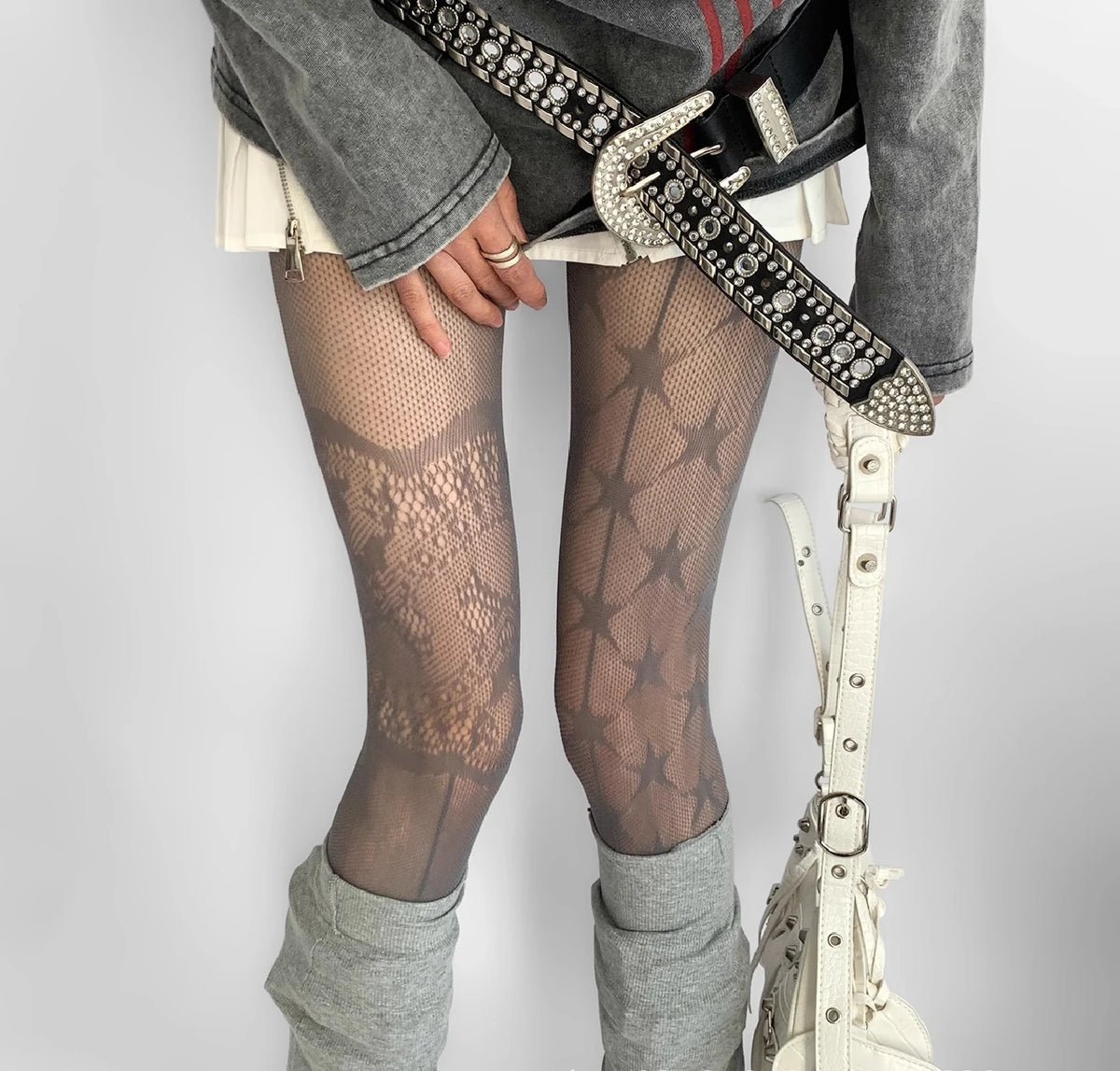Nylon Lace Star Pattern Pantyhose Mesh Tights