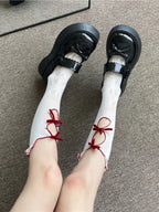 Nylon Elastane Ruffle Bowknot Calf Socks