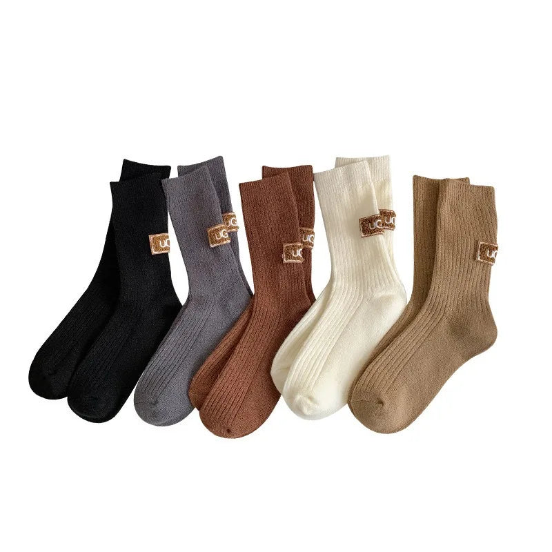 Thickened Polyester Mid Calf Knit Socks