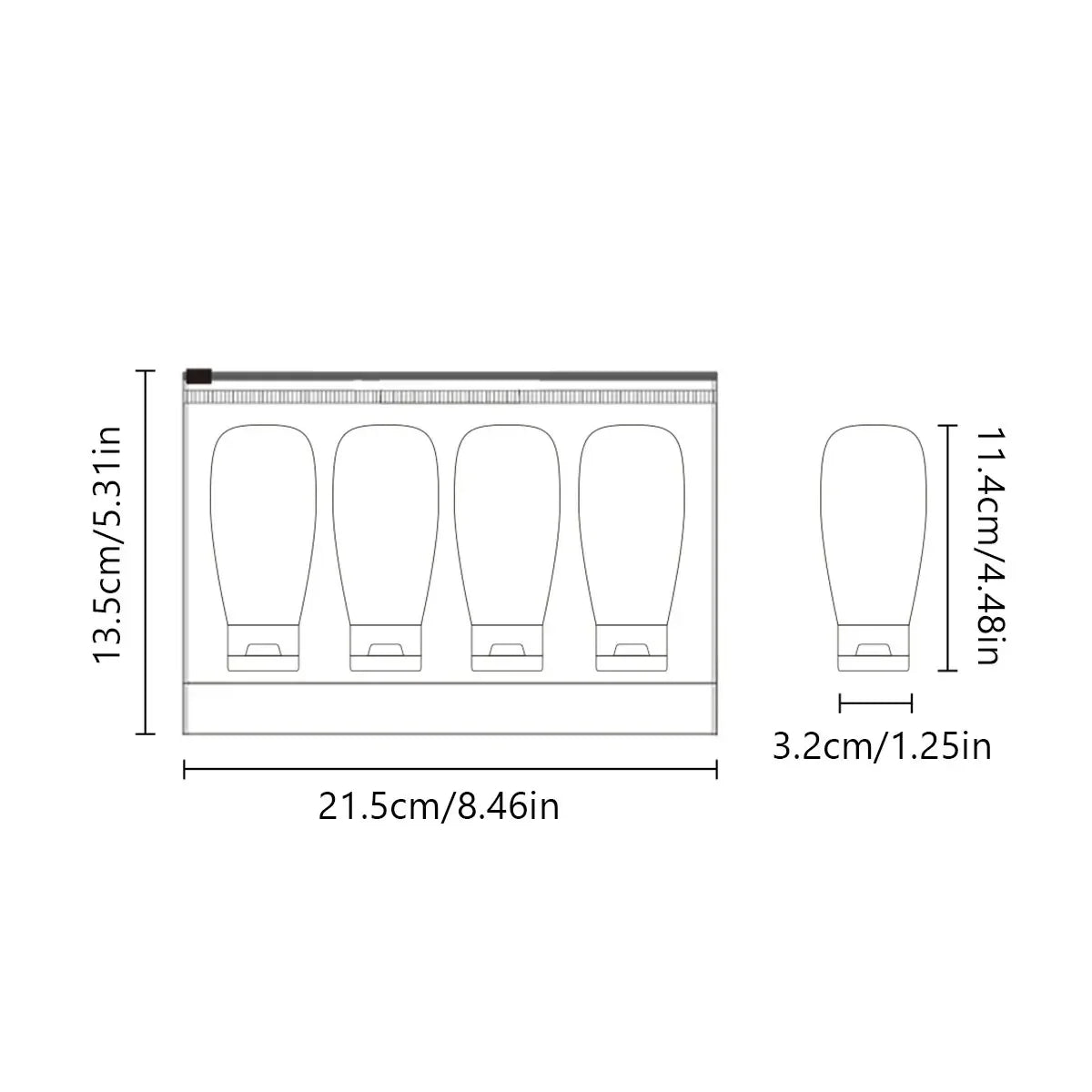 4 Piece PE Material Travel Toiletry Bottle Set