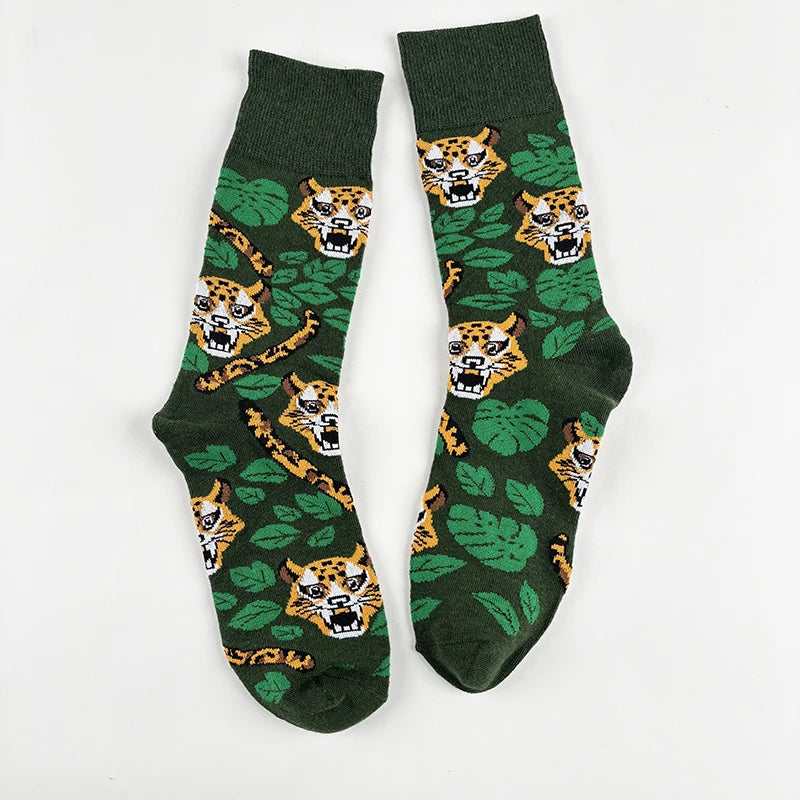 Polyester Elastane Animal Print Mid Calf Socks