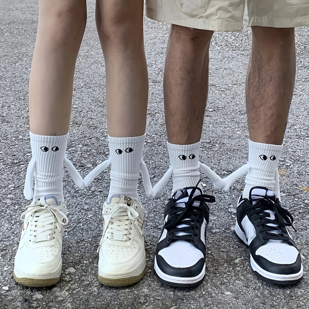 Magnetic Cartoon Eye Mid Tube Couple Socks