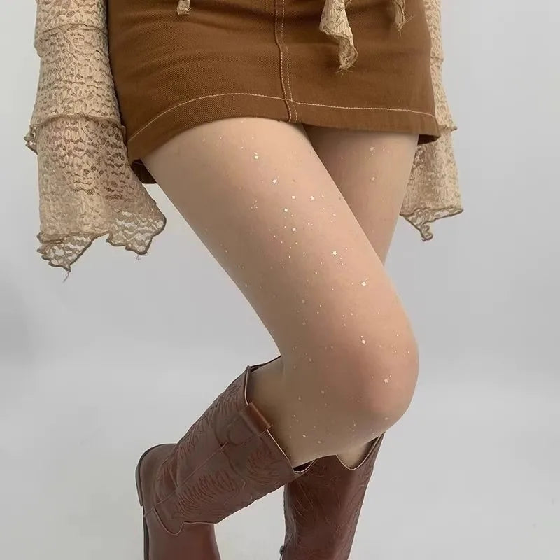 Polyester Elastane Sequin Sheer Pantyhose