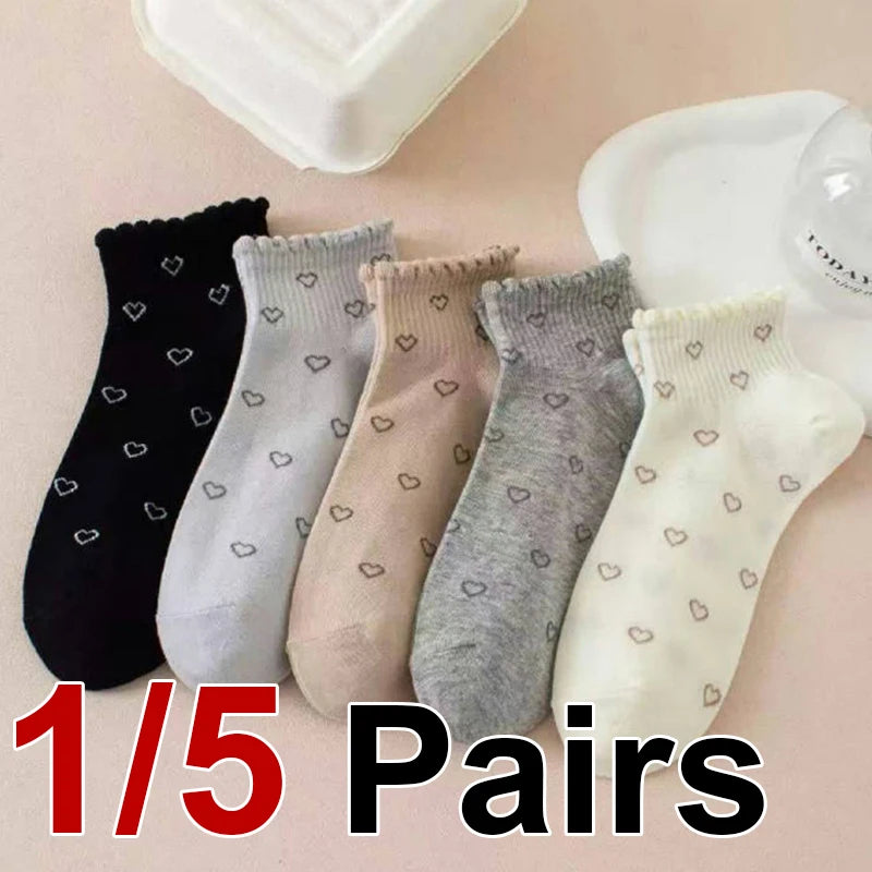 Polyester Elastane Heart Print Casual Socks