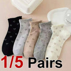 Polyester Elastane Heart Print Casual Socks