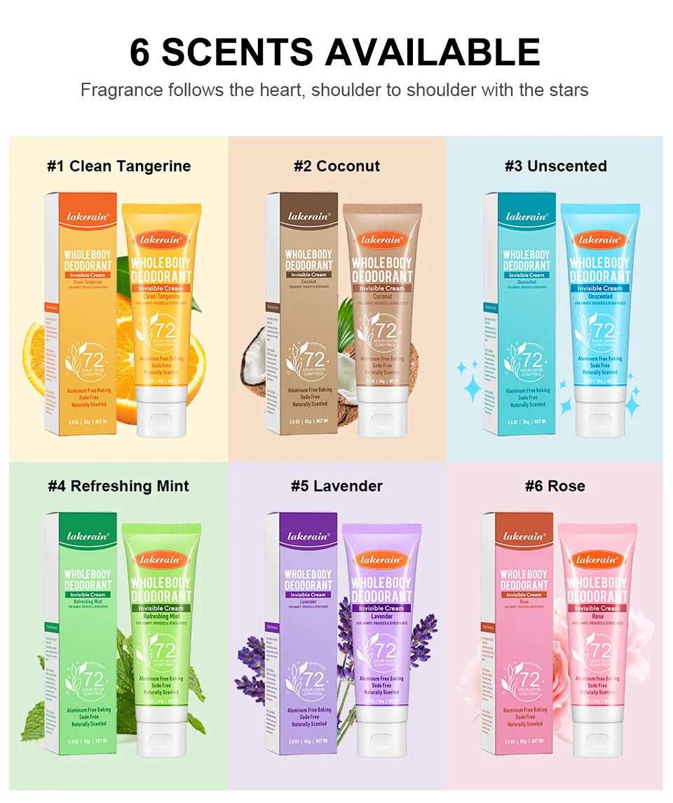 Invisible Body Deodorant Cream 72 Hour Odor Control