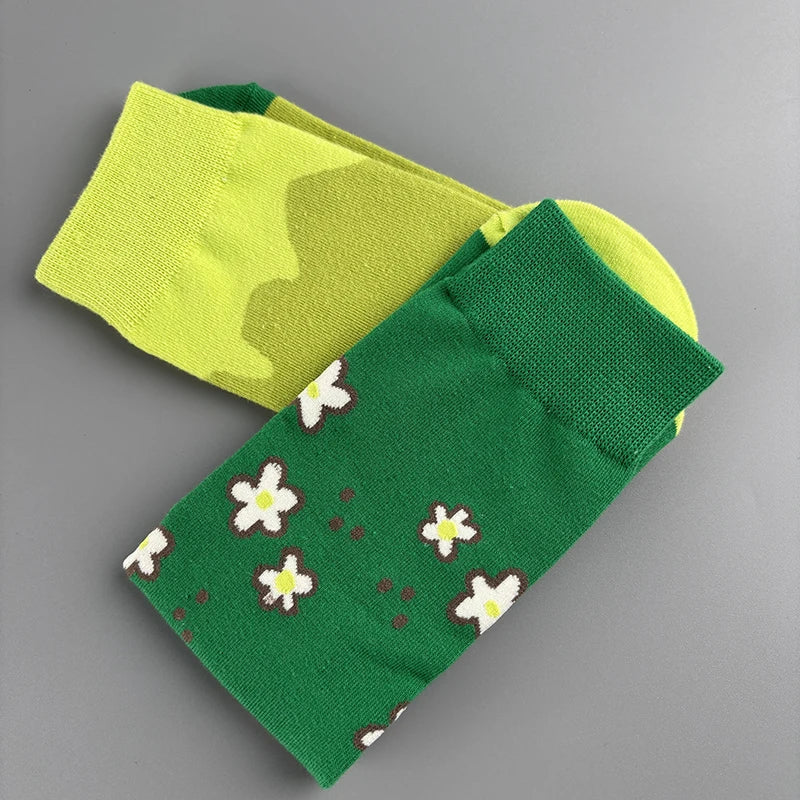 Cotton Blend Avocado Print Mid Calf Casual Socks