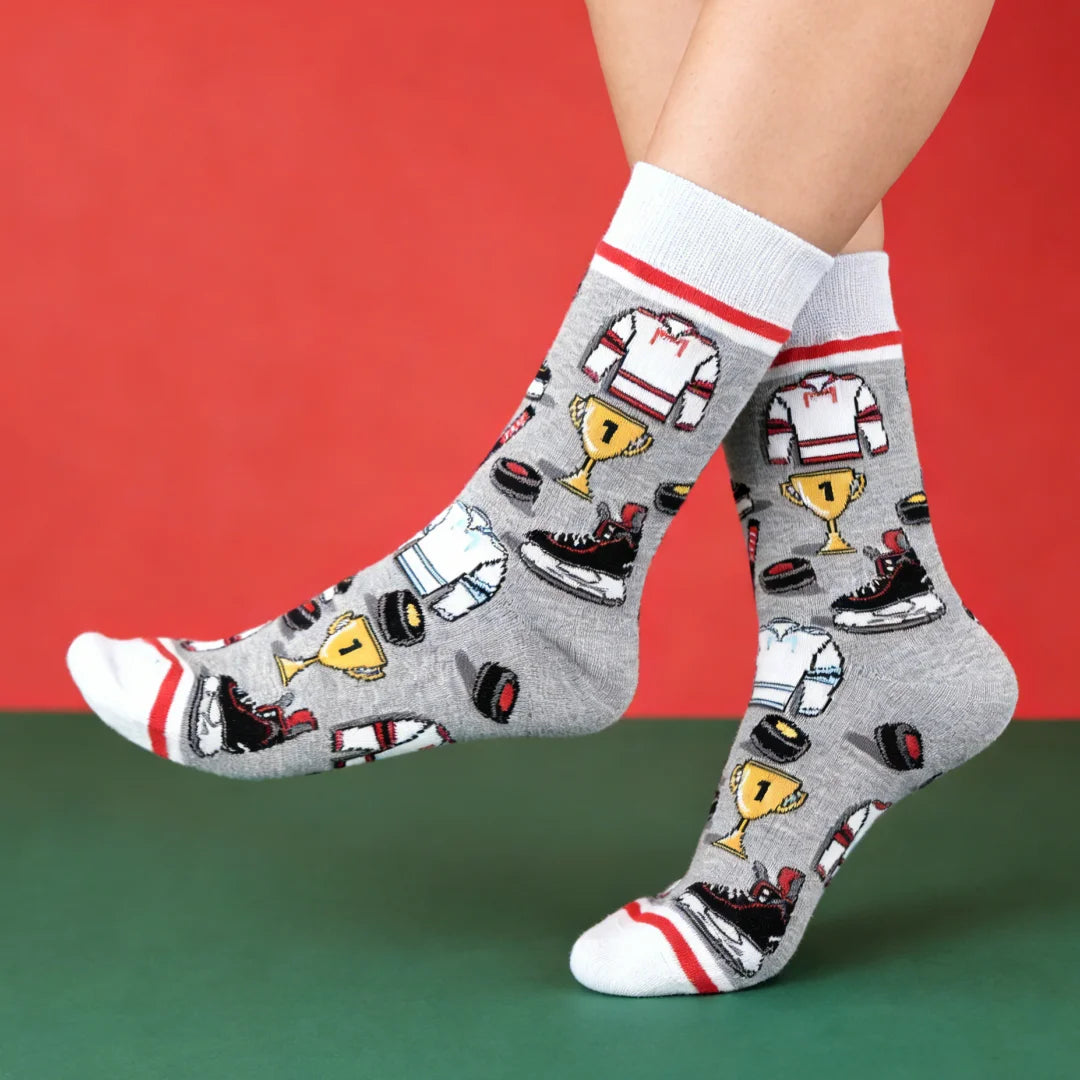 Polyester Elastane Ice Hockey Print Mid Calf Socks - 4