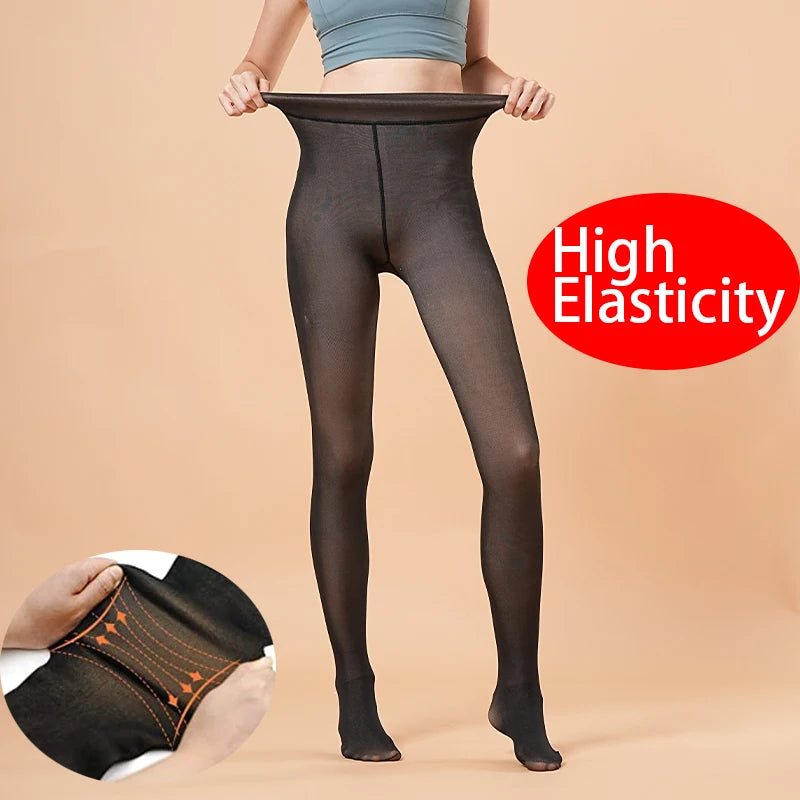 Fleece Lined Thermal Translucent Pantyhose