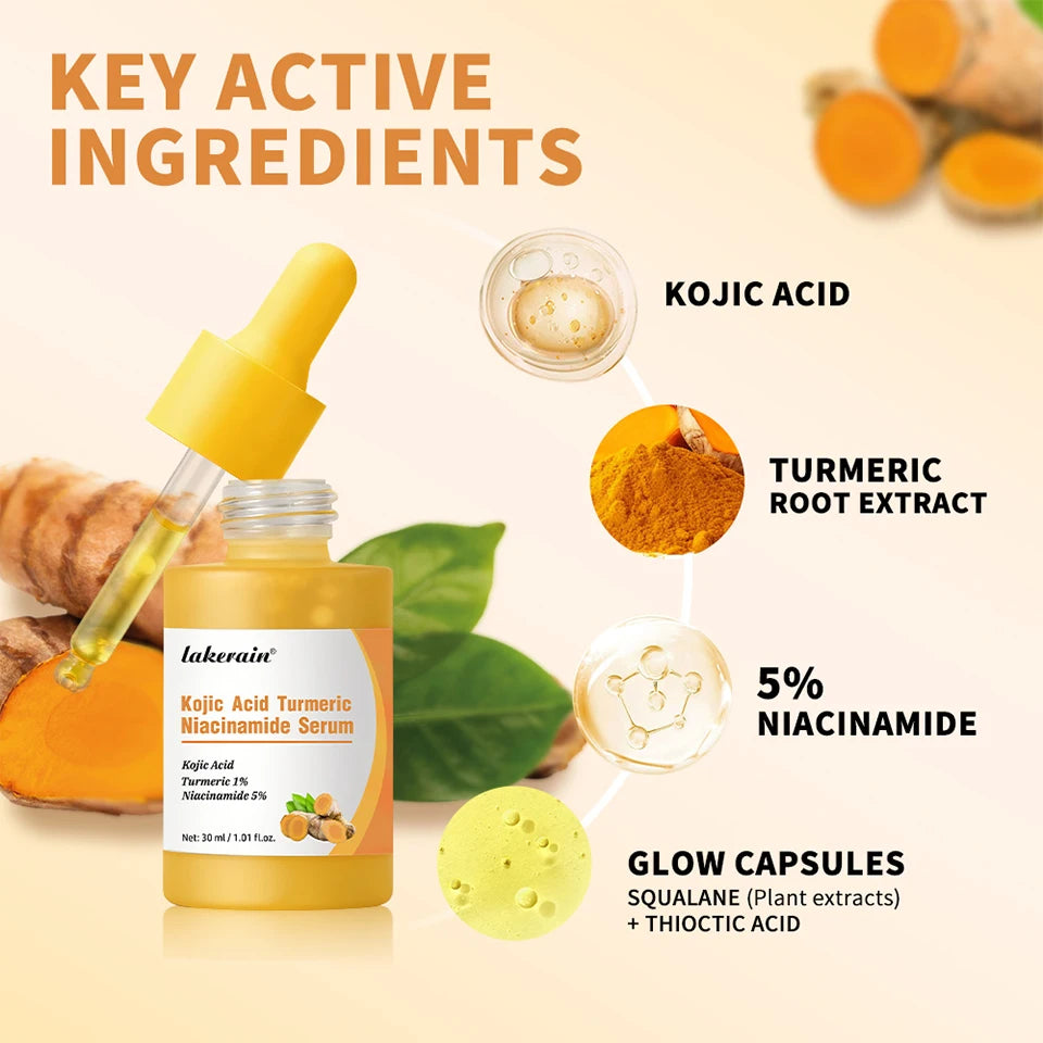Kojic Acid Turmeric Niacinamide Face Serum Brightening Skin Essence