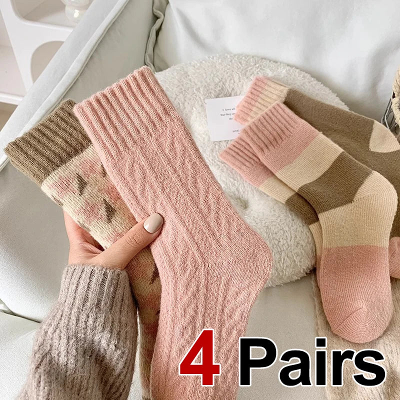 Thick Striped Plush Winter Socks for Women