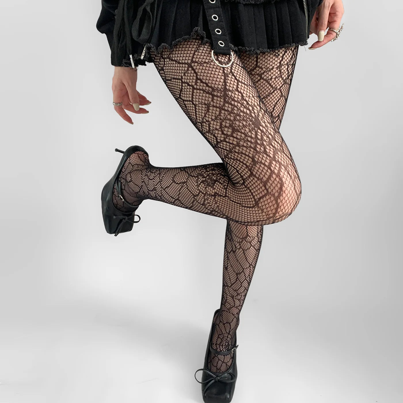 Nylon Fishnet Pantyhose Gothic Pattern Tights - 15