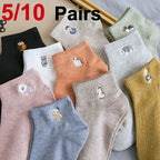 Cotton Embroidered Cartoon Low Tube Socks