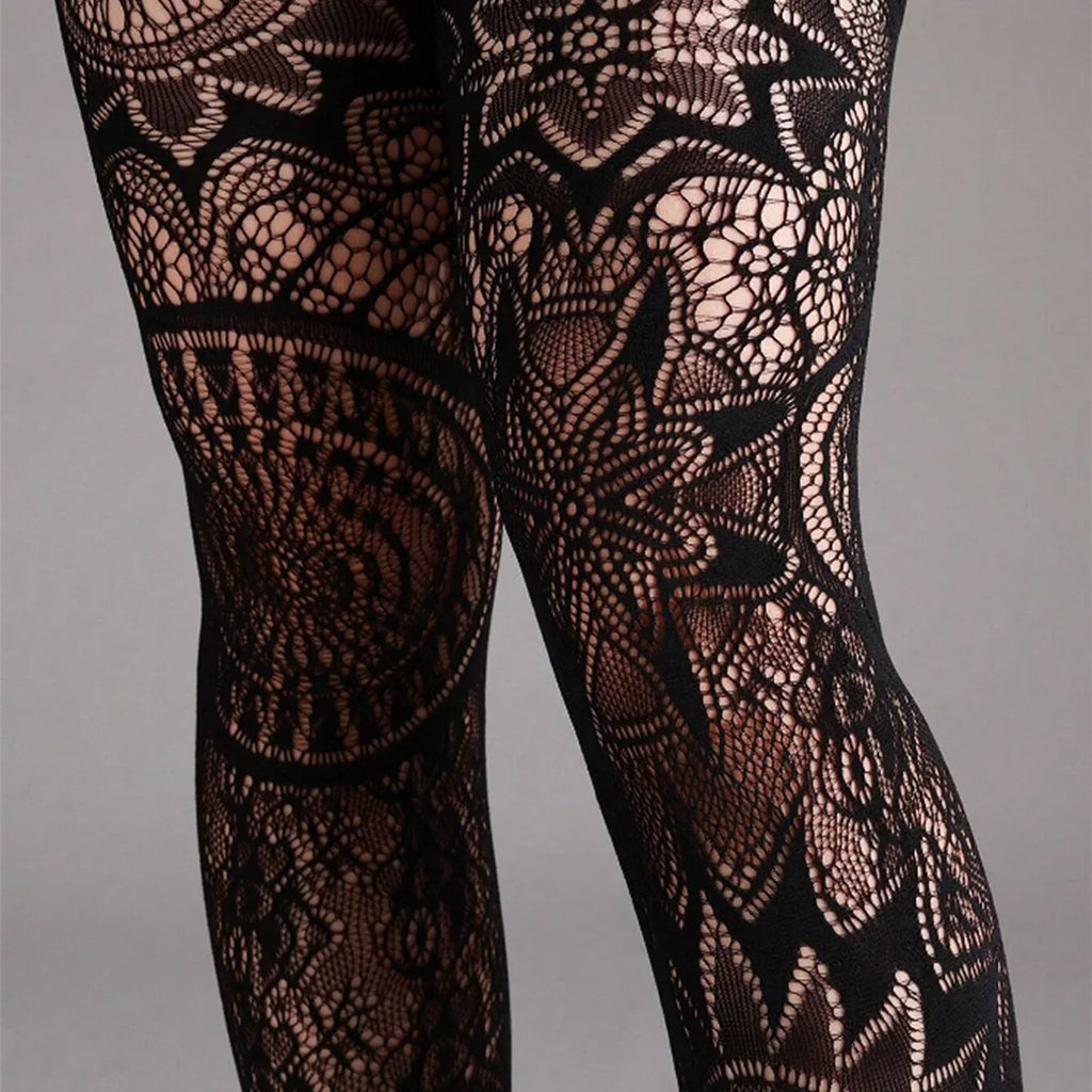 Geometric Lace Pattern Nylon Pantyhose