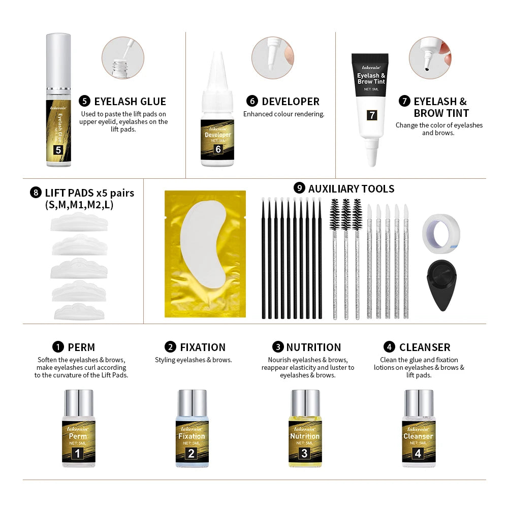 Professional Eyelash and Eyebrow Lifting and Tinting Kit