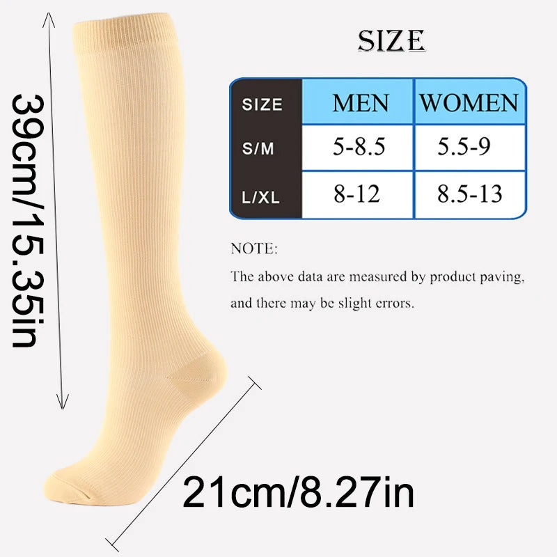 Nylon Spandex Elastic Compression Socks High Tube